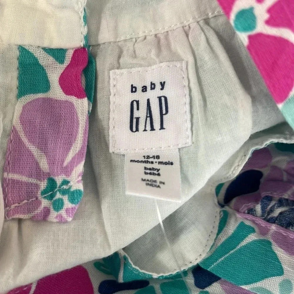 BABY GAP NWT 12-18m Girls Tiered Tropical Floral Blue Sundress Set - Picture 10 of 12